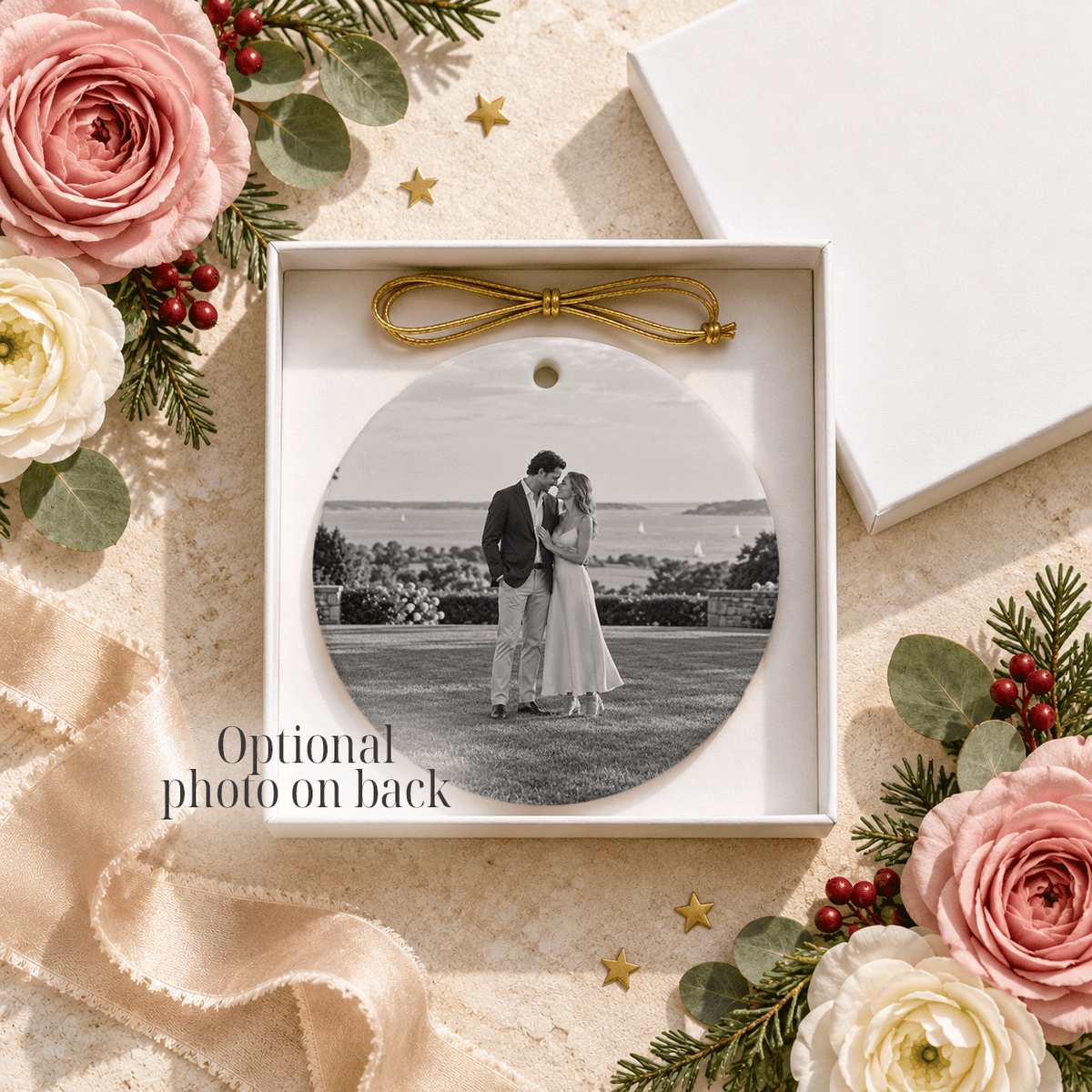 Personalized Engagement Ornament | Photo Back Option