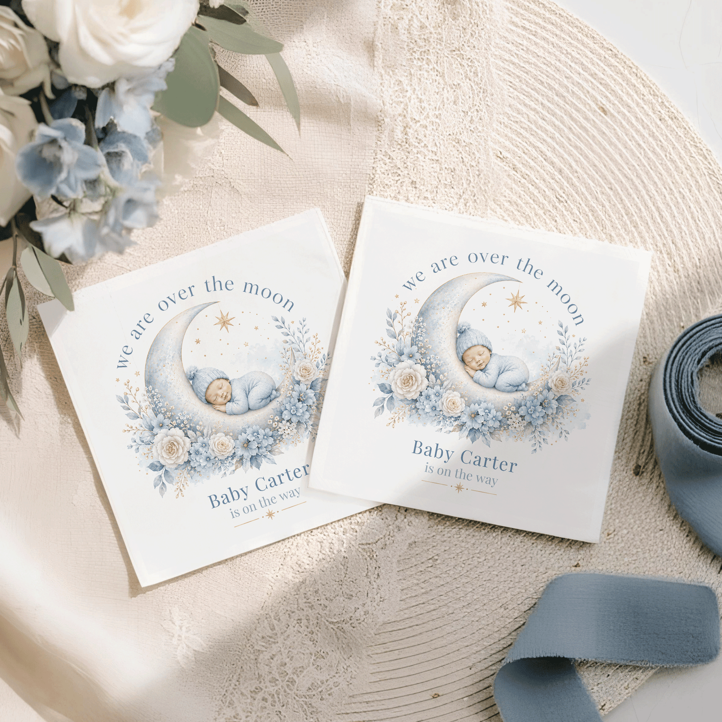Over the Moon Baby Shower Napkins with Custom Name
