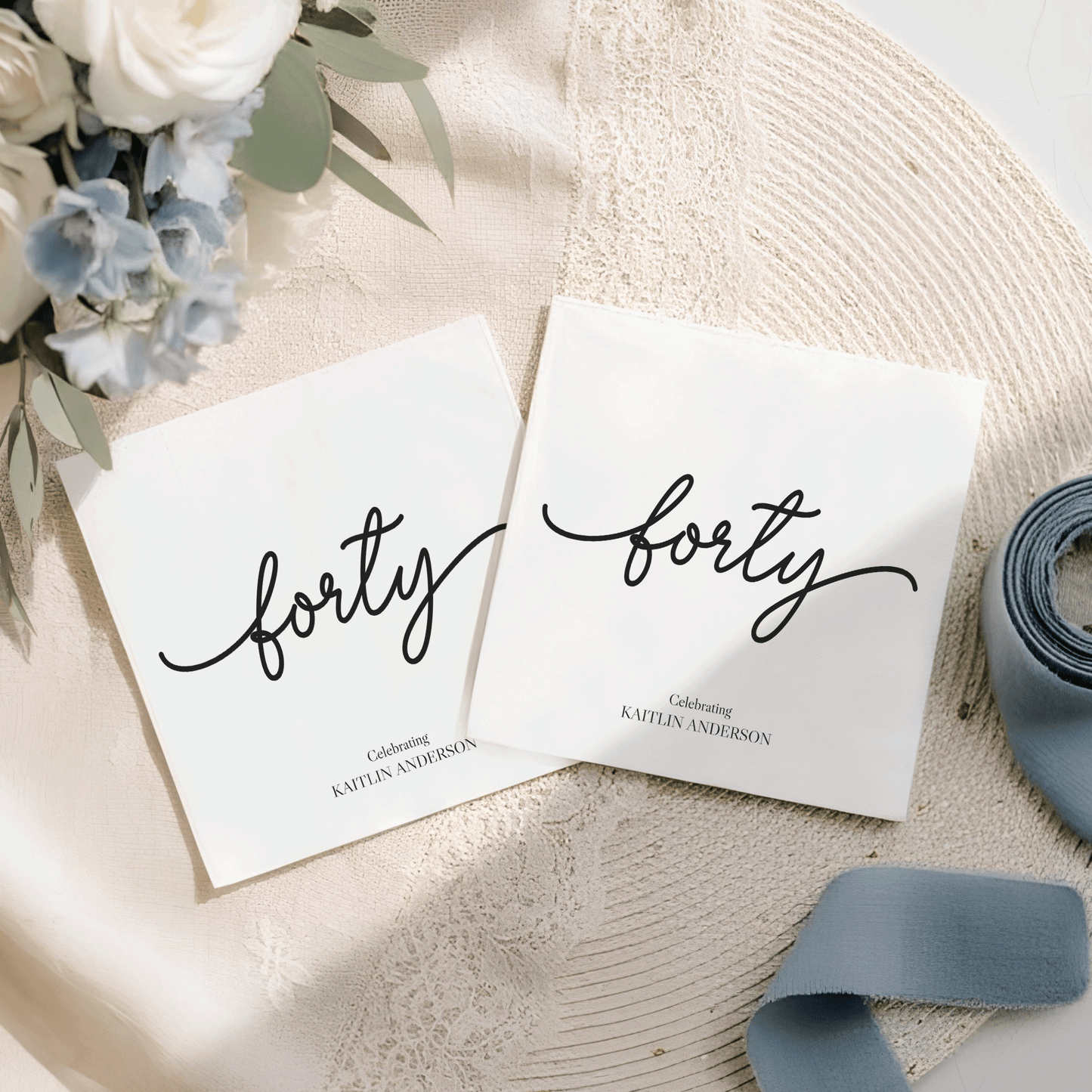 Forty Birthday Napkins, Black Script, Personalized - Pretty Gifted
