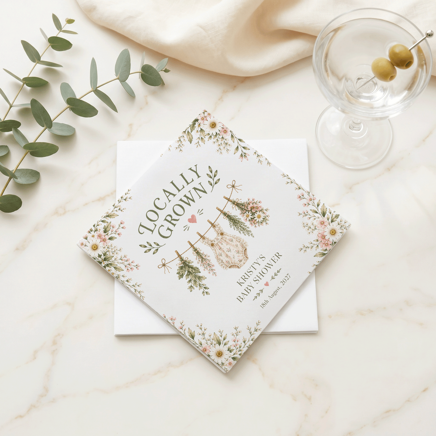 Fresh Picked Baby Girl Shower Napkins, Locally Grown Floral - Pretty Gifted