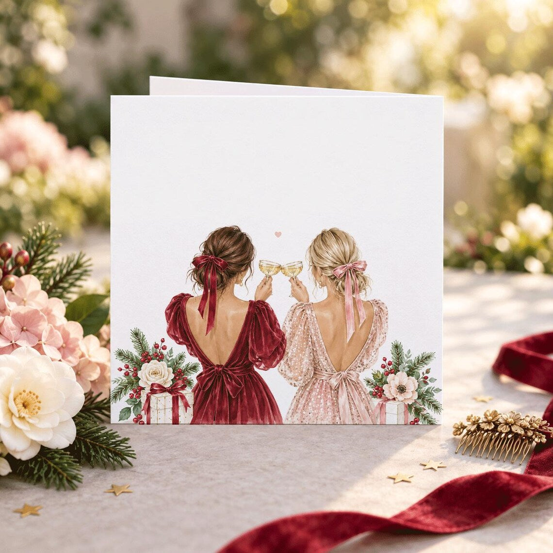 Brunette & Blonde Unbreakable Bond Christmas Card