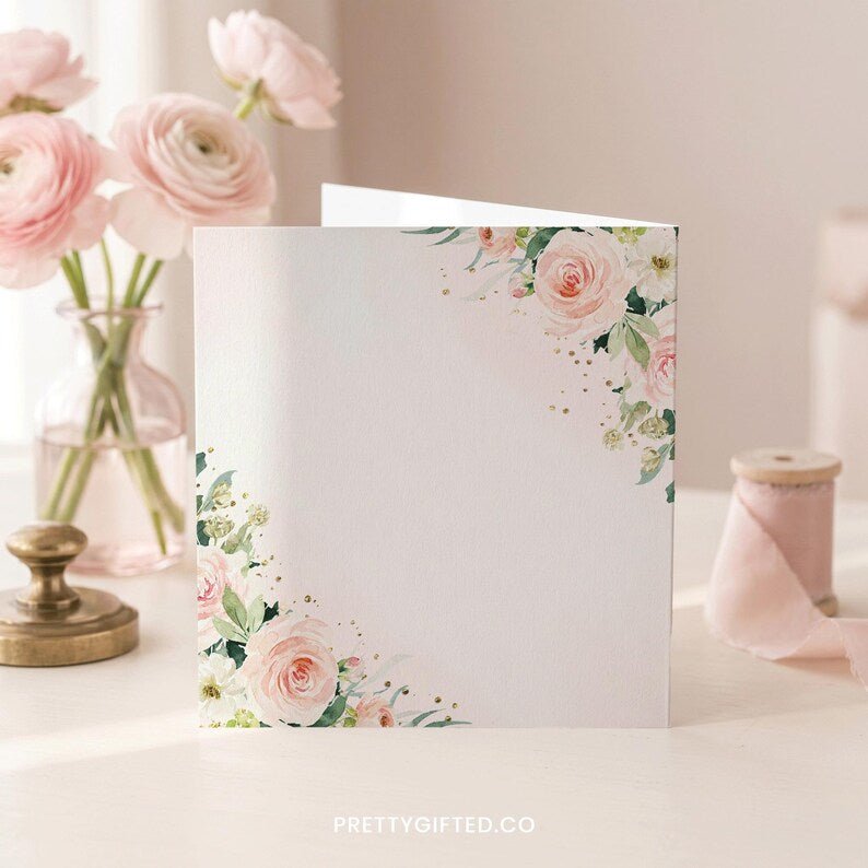 Personalized 70th Birthday Card – Blush Pink Rose Milestone Birthday Card for Women - Pretty Gifted