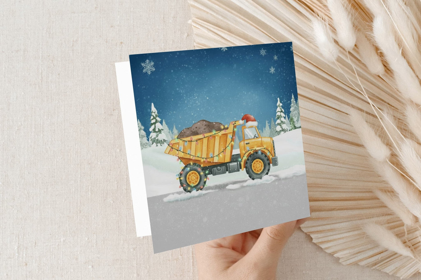 Personalized Dump Truck Christmas Card for Boys, Holiday - Pretty Gifted