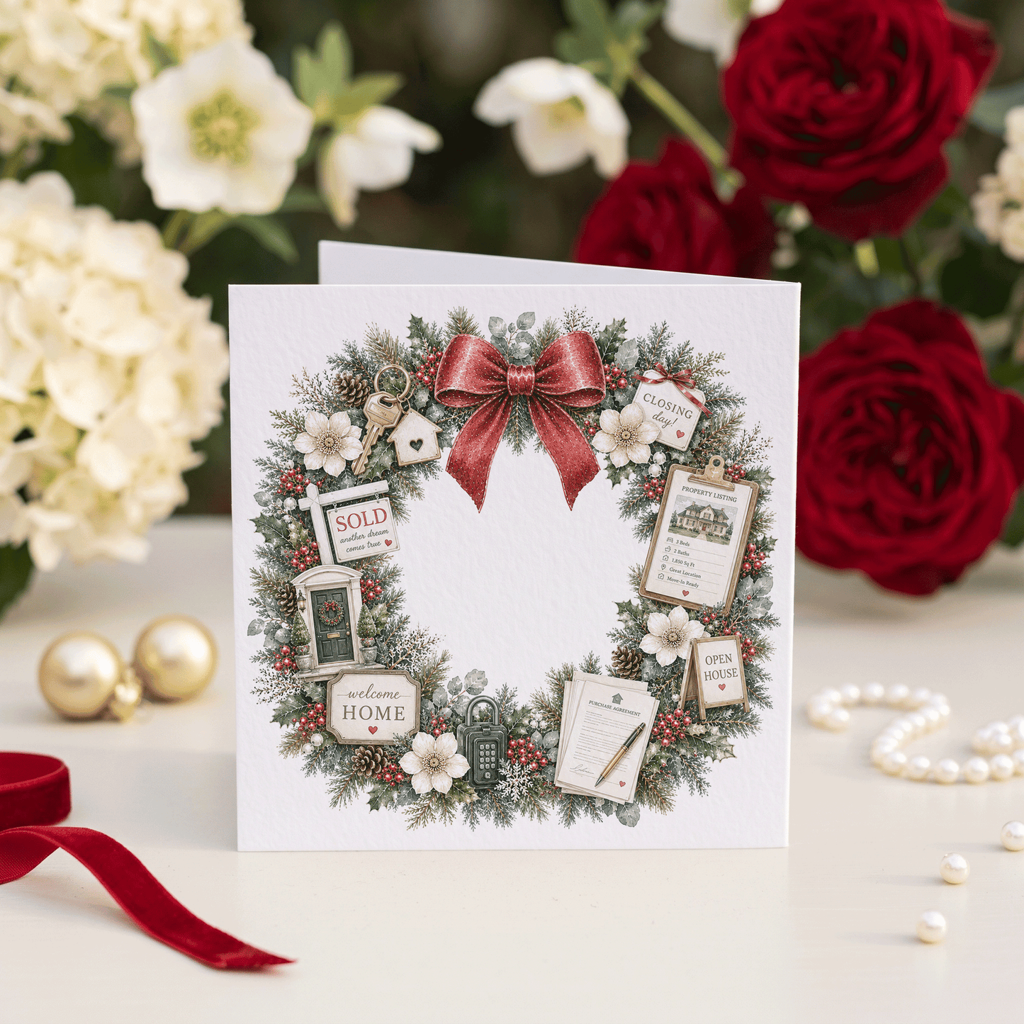 Realtor Christmas Card, Personalized Real Estate Gift - Pretty Gifted