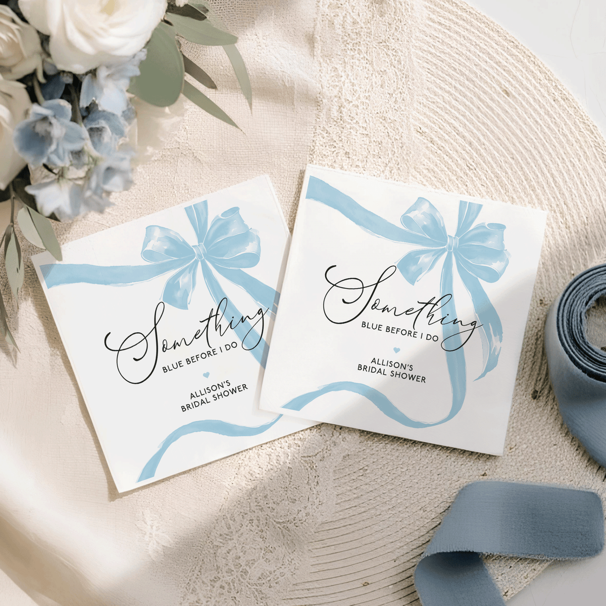 Something Blue Bridal Shower Napkins – Before I Do Personalized Bow Design - Pretty Gifted