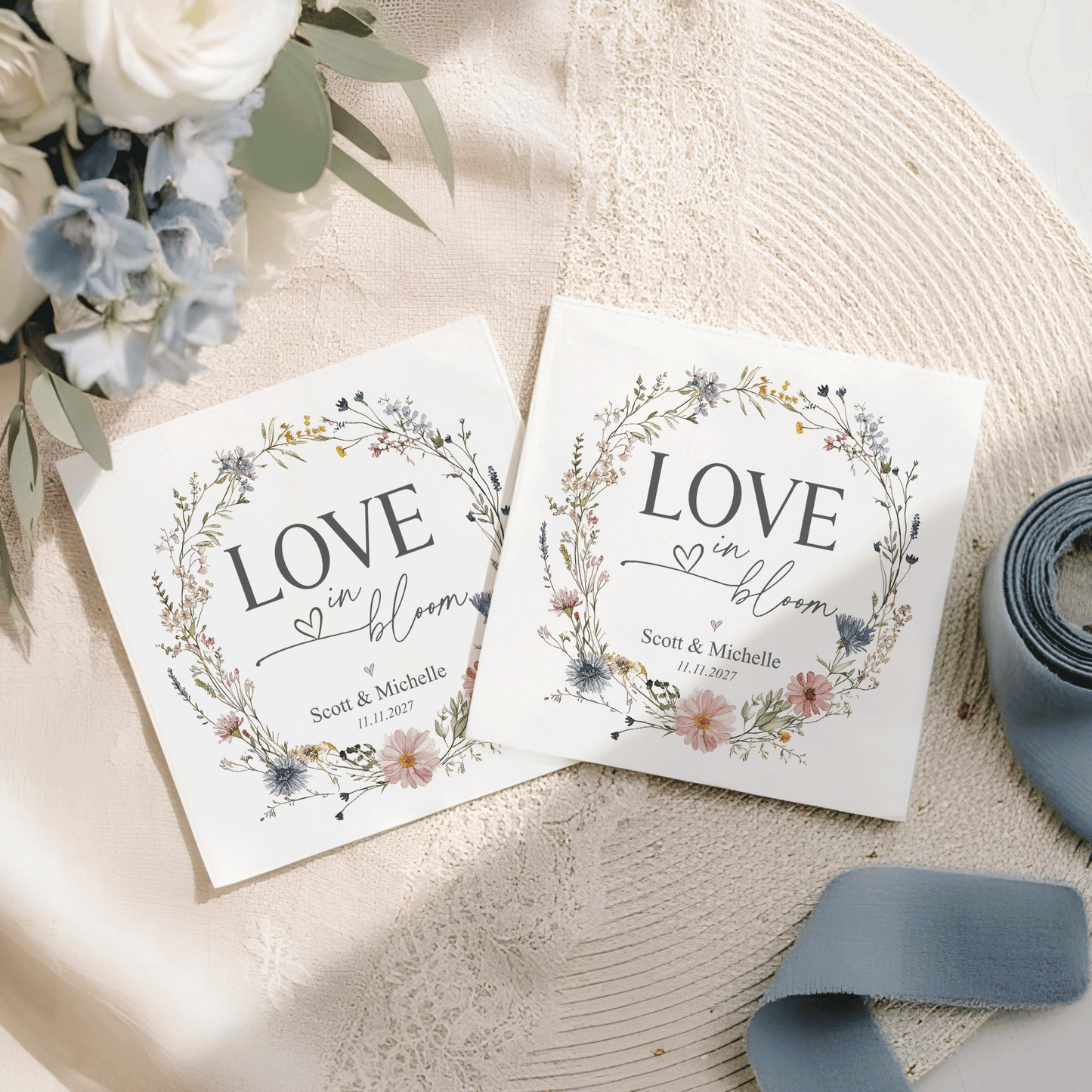Wildflower Wedding Napkins, Personalized Love in Bloom - Pretty Gifted