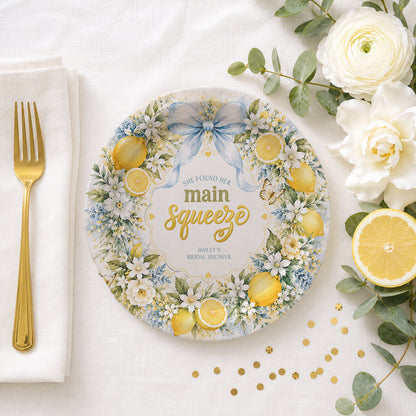 Lemon Main Squeeze Bridal Shower Plates, Personalized