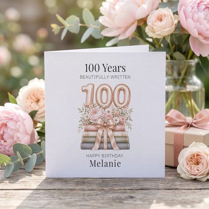 100th Birthday Card for Mom | Personalized Book Lover Gift - Pretty Gifted
