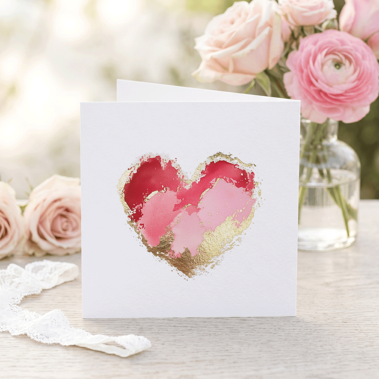 Valentine's Day Card for Husband with Gold Brushstroke Heart, Personalized