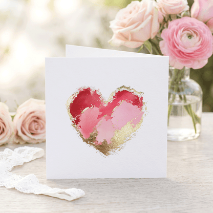 Valentine's Day Card for Husband with Gold Brushstroke Heart, Personalized