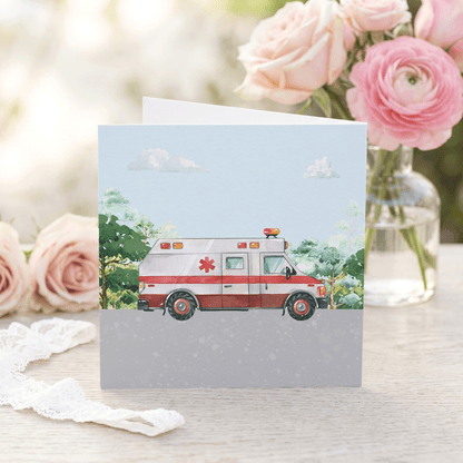 Personalized Ambulance Birthday Card for Kids, Any Age and Any Name