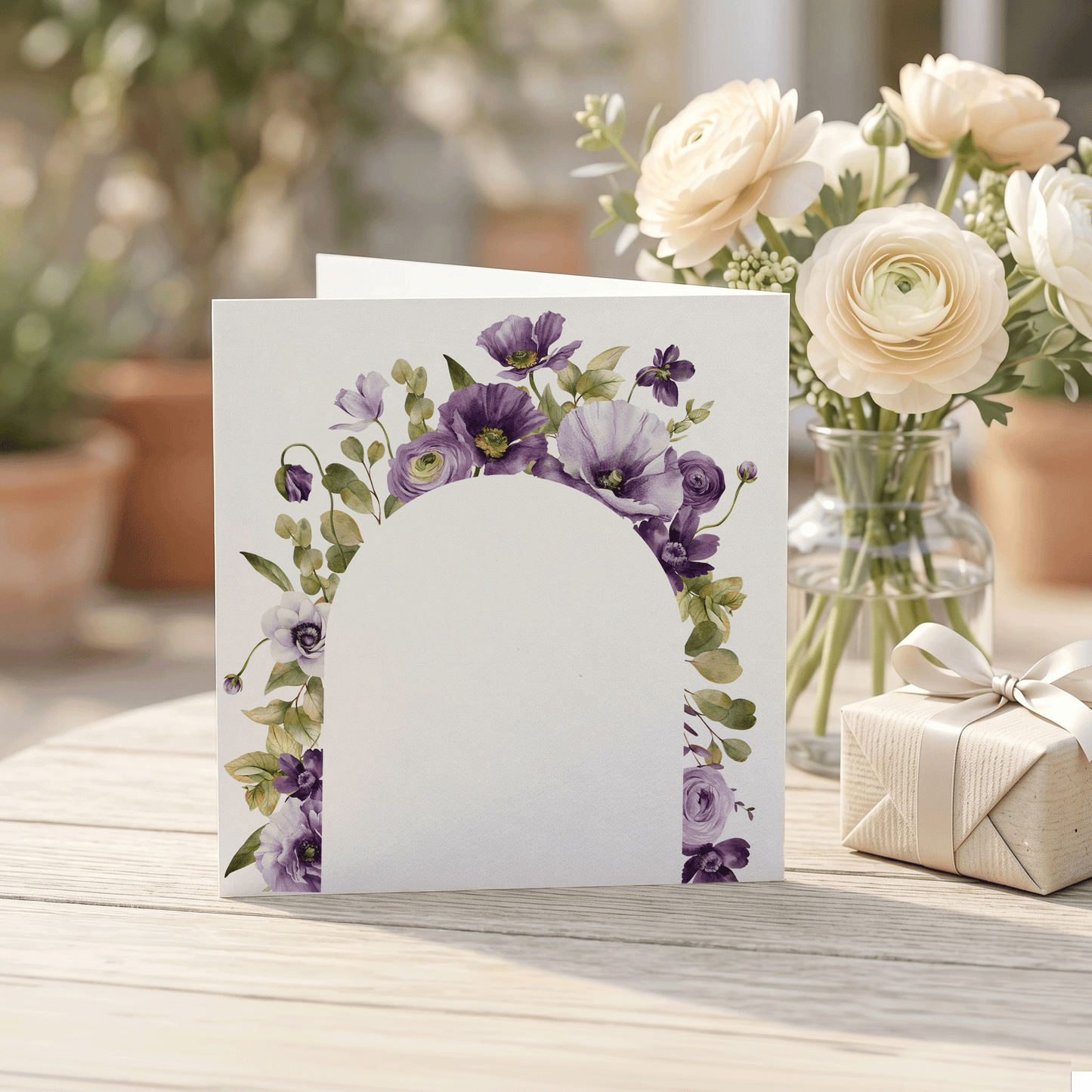 95 and Fabulous Birthday Card, Purple Floral, Personalized