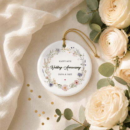 60th Wedding Anniversary Ornament Personalized Diamond Anniversary Couples Gift