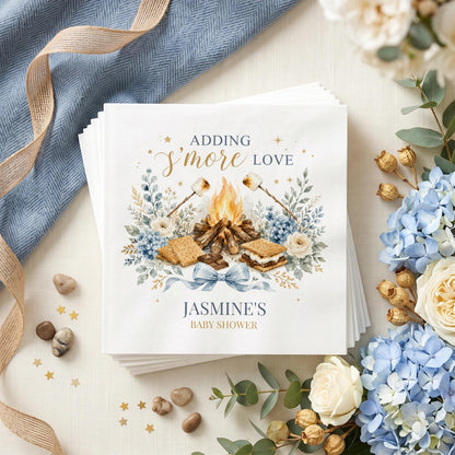 S'mores Baby Shower Napkins, Blue Campfire Boy Theme