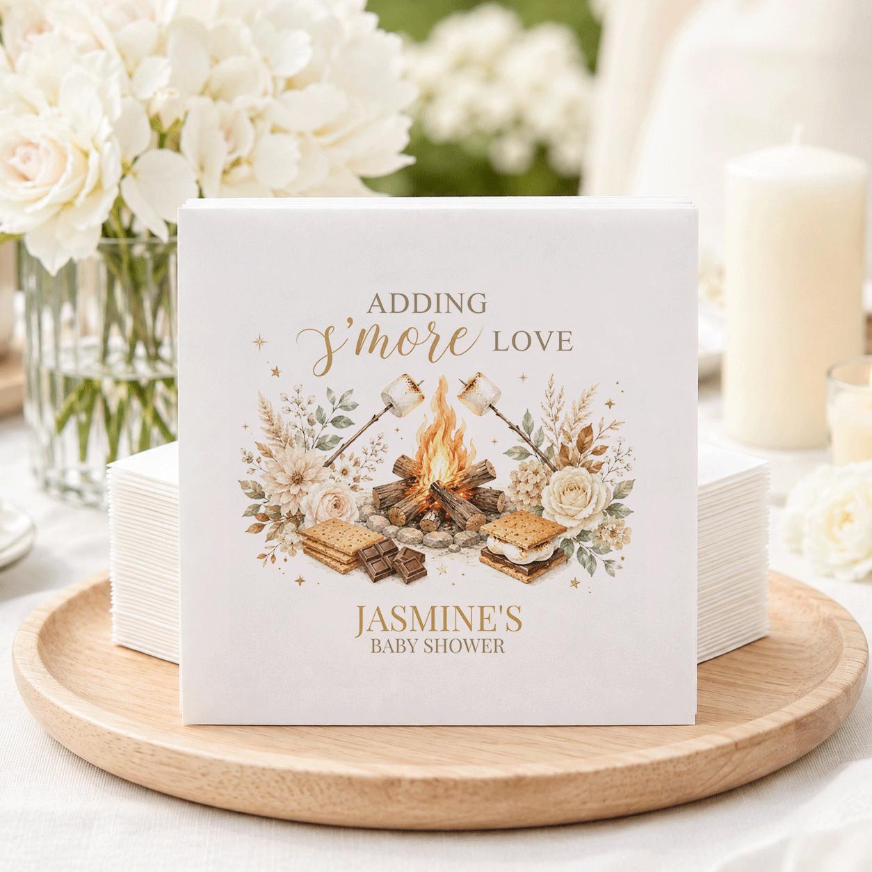 Campfire Baby Shower Napkins, Neutral S'more Love Theme