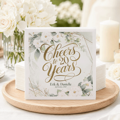 20th Anniversary Napkins, Cheers to 20 Years Floral