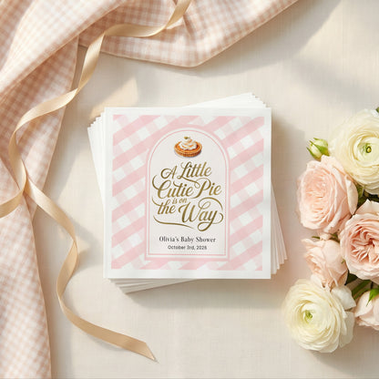 Personalized Pink Cutie Pie Baby Shower Paper Napkins