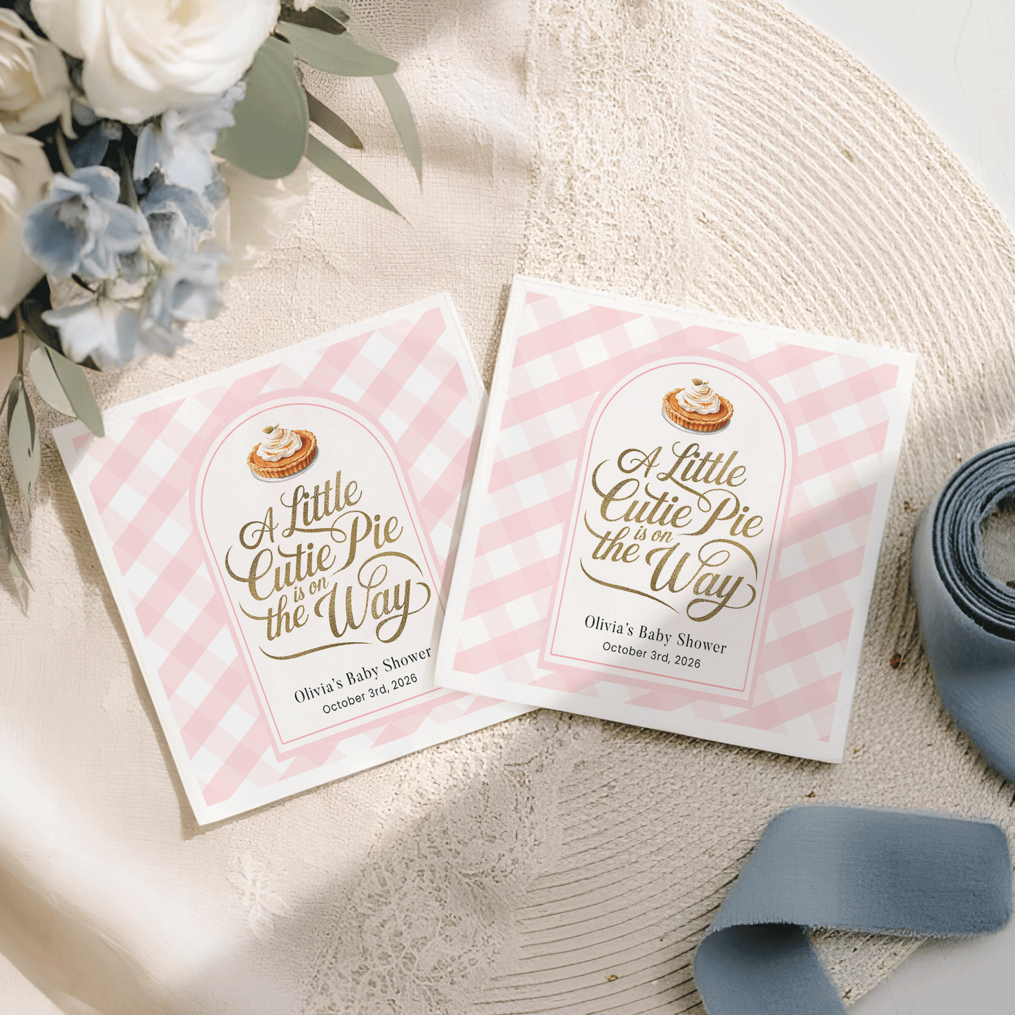 Personalized Pink Cutie Pie Baby Shower Paper Napkins