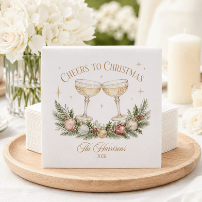 Personalized Cheers to Christmas Cocktail Napkins