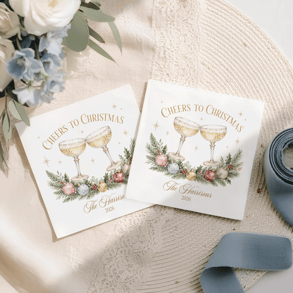 Personalized Cheers to Christmas Cocktail Napkins
