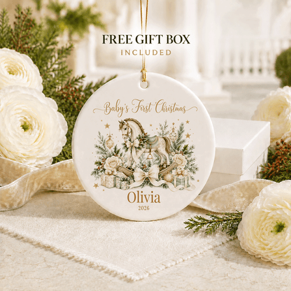 Personalized Rocking Horse Baby’s First Christmas Ornament