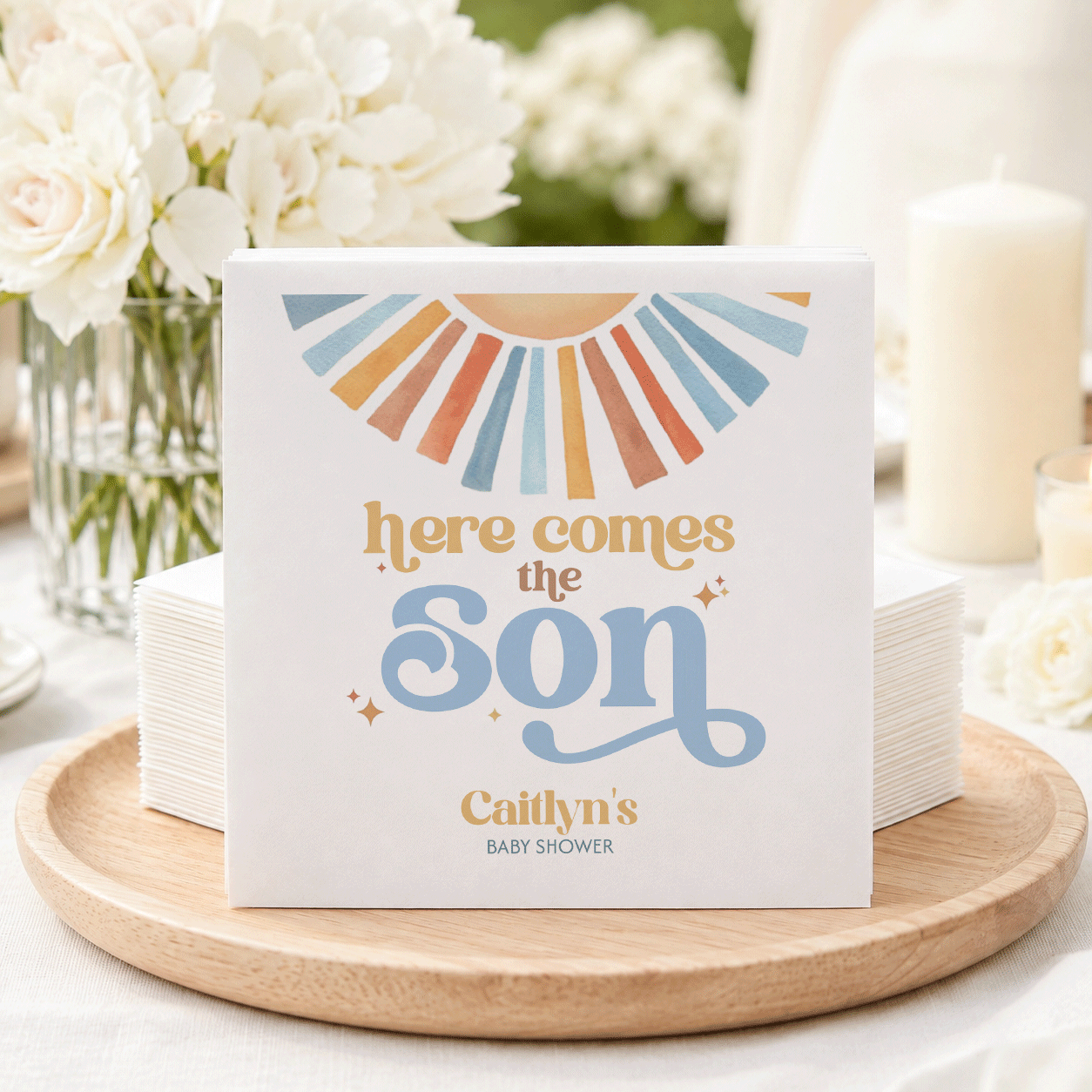 Retro Here Comes the Son Baby Shower Napkins