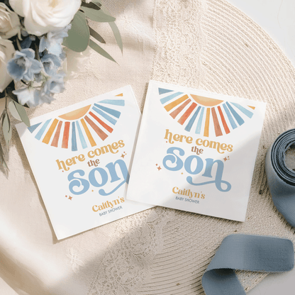 Retro Here Comes the Son Baby Shower Napkins