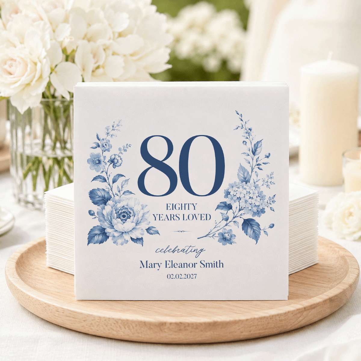 Eighty Years Loved Personalized Birthday Napkins