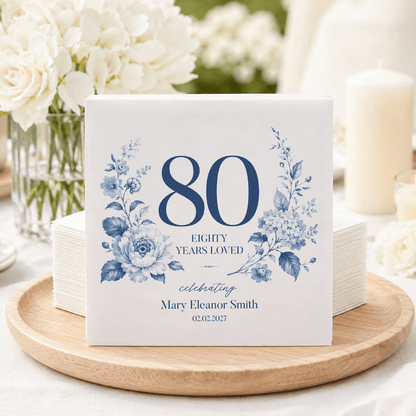Eighty Years Loved Personalized Birthday Napkins