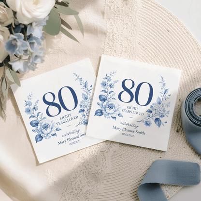 Eighty Years Loved Personalized Birthday Napkins