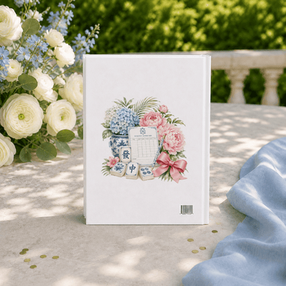 Personalized Mahjong Score Journal · Blue Chinoiserie Florals