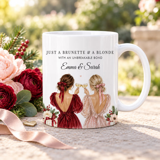 Brunette & Blonde Unbreakable Bond Personalized Mug
