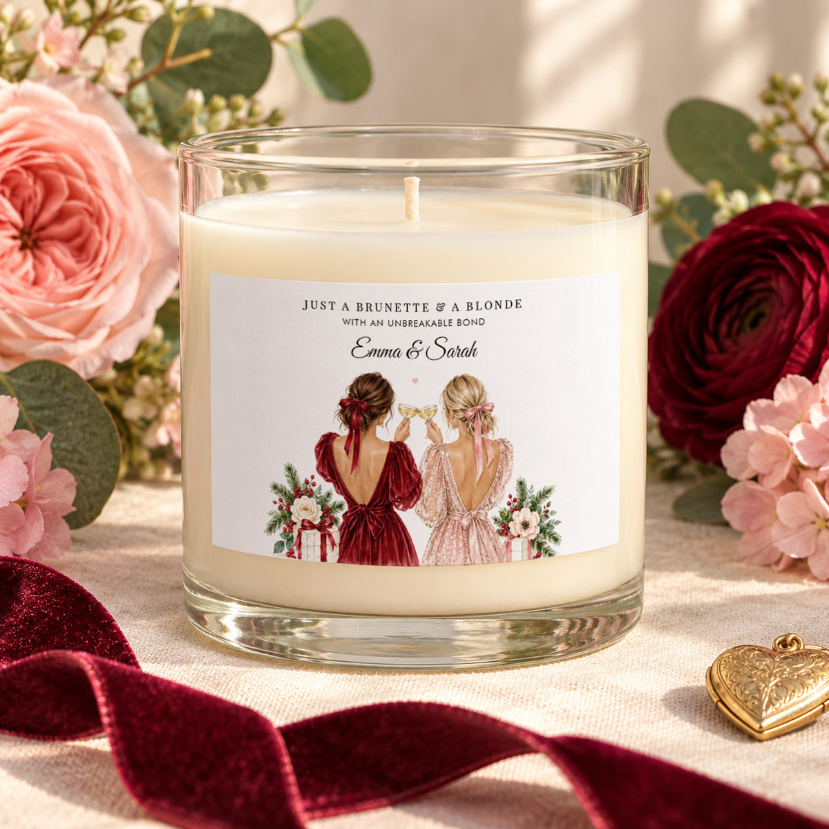 Brunette & Blonde Unbreakable Bond Personalized Candle