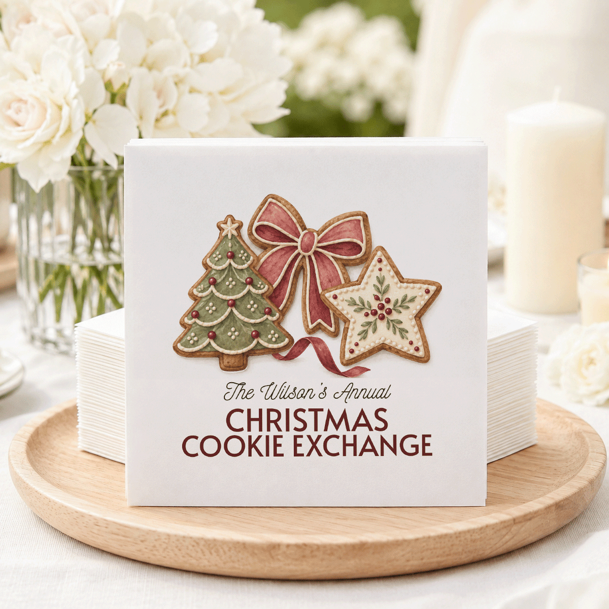 Personalized Christmas Cookie Exchange Napkins