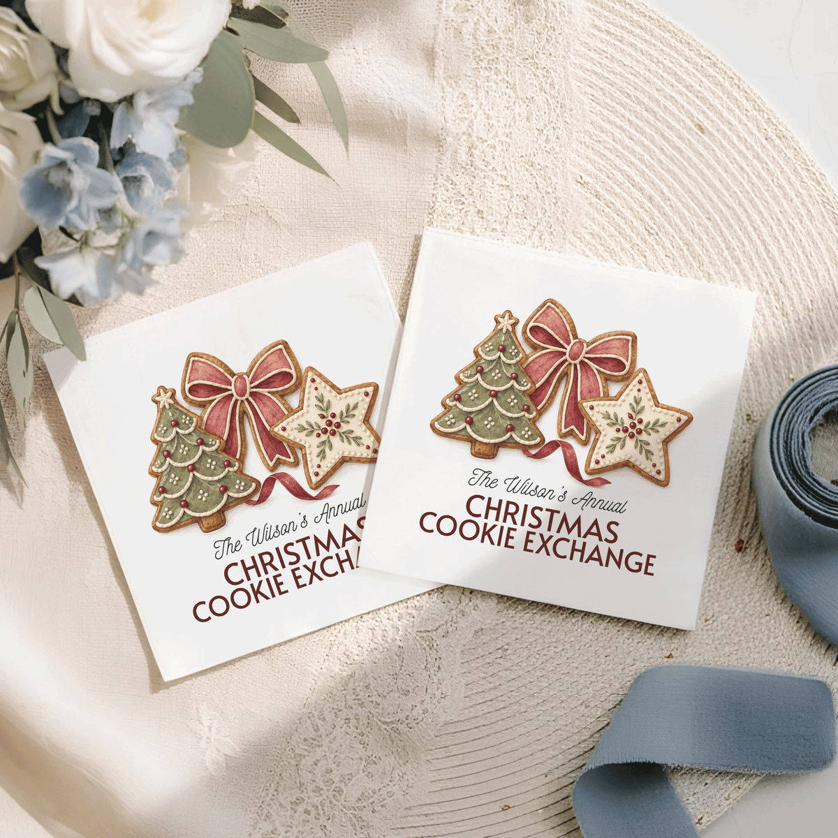 Personalized Christmas Cookie Exchange Napkins