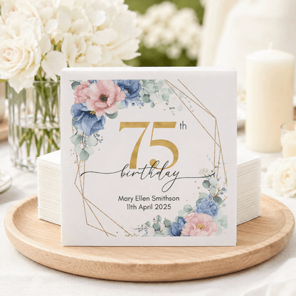 Elegant Floral 75th Birthday Napkins