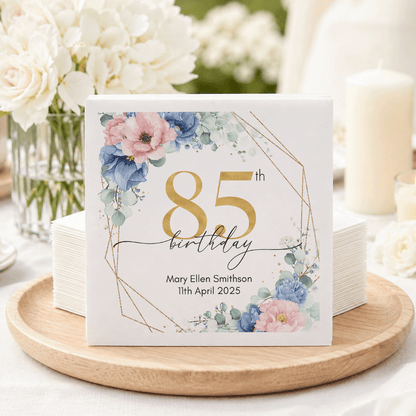 85 Years Celebrated Personalized Floral Napkins