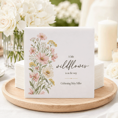 Blush Meadow Wildflower Baby Shower Napkins, Personalized