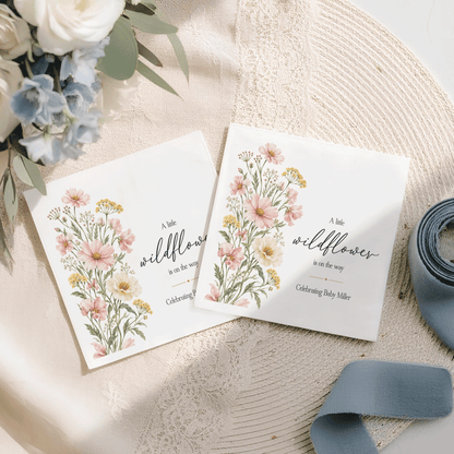 Blush Meadow Wildflower Baby Shower Napkins, Personalized