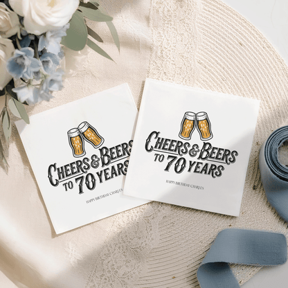 Personalized 70th Birthday Beer Cocktail Napkins, Pack of 50