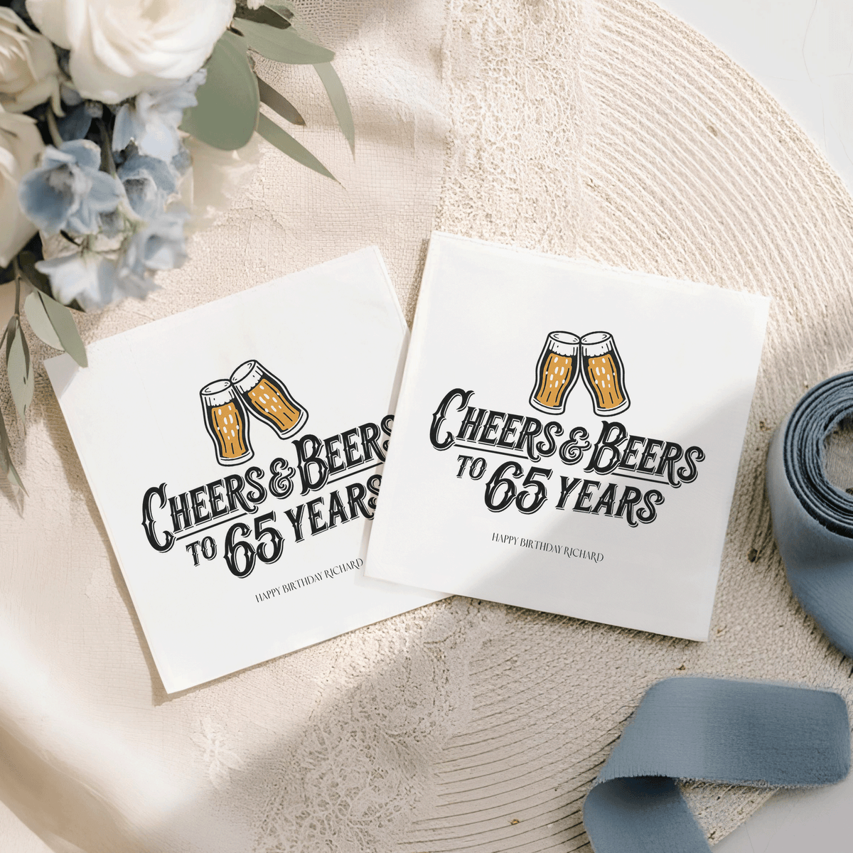 Personalized 65th Birthday Beer Cocktail Napkins, Pack of 50