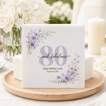 80th Birthday Wildflower Napkins with a Custom Message