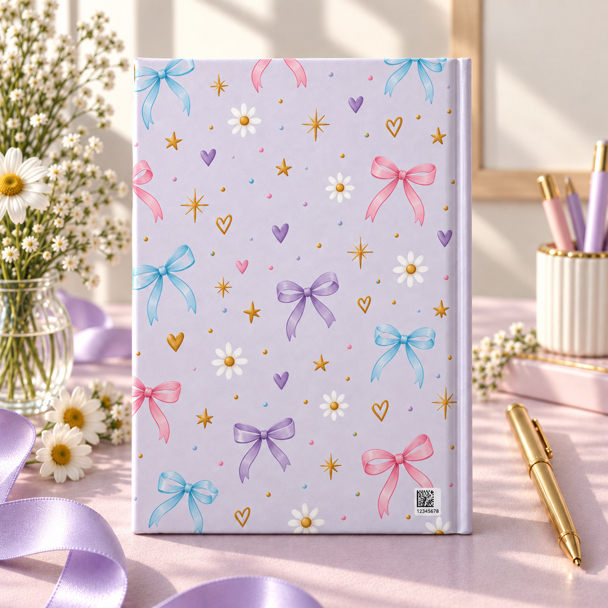 Personalized Journal for a 10-Year-Old Girl, Pastel Bows