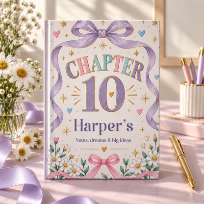 Personalized Journal for a 10-Year-Old Girl, Pastel Bows