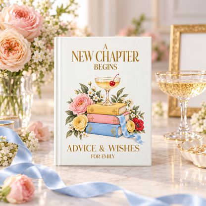 New Chapter Bridal Shower Guest Book, Pastel Florals