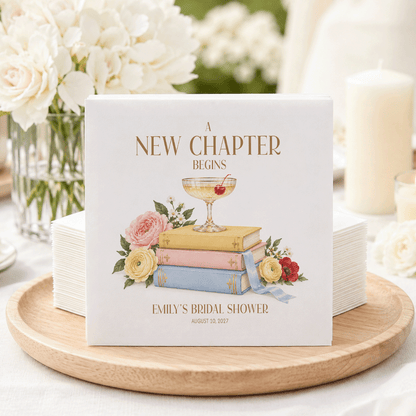 Book Club Bridal Shower Napkins, Pastel Books and Coupe