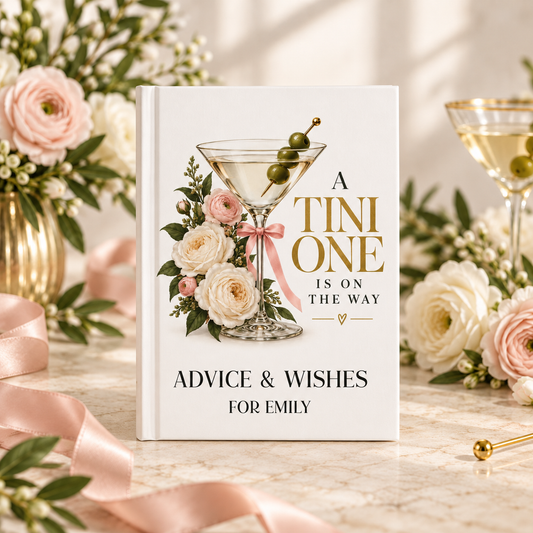 A Tini One Baby Shower Guest Book, Floral Martini Design