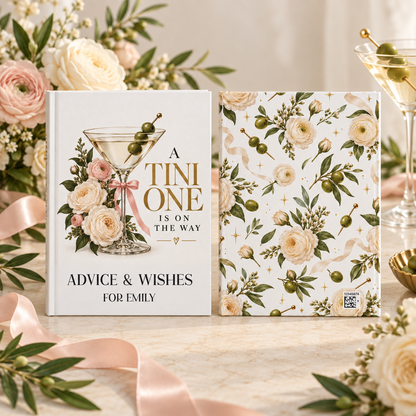 A Tini One Baby Shower Guest Book, Floral Martini Design