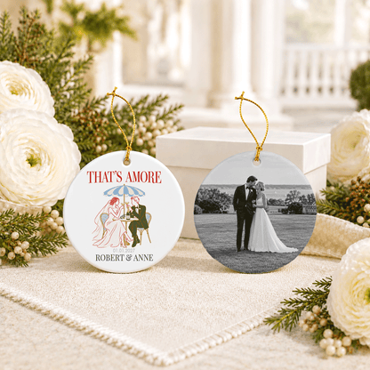 That’s Amore Wedding Ornament with Names and Photo