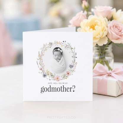 Wildflower Will You Be My Godmother Card with Photo